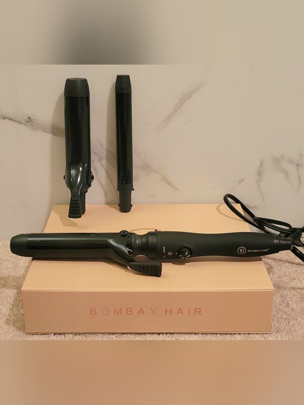 Bombay Hair 3-Piece Interchangeable Curling Wand Set Black Sizes 0.5", 1", 1.25"
